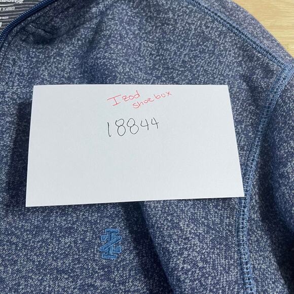 Izod Saltwater quarter zip half zip pullover knit sweater men's Medium blue gray - Picture 16 of 16